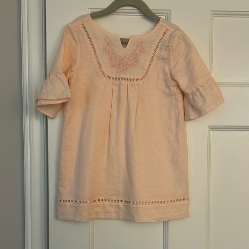 Janie and Jack Cream Blouse with Square Neckline and Relaxed Fit